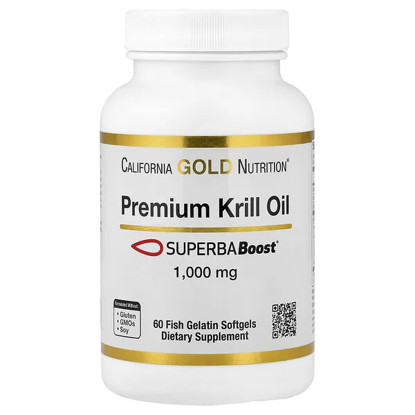 California Gold Nutrition Premium Krill Oil with SUPERBABoost®, 1,000 mg, 60 Fish Gelatin Softgels