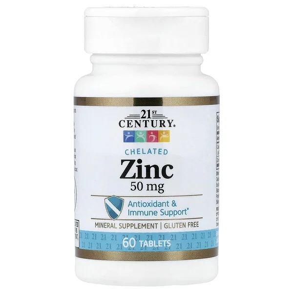 21st Century Chelated Zinc, 50 mg, 60 Tablets