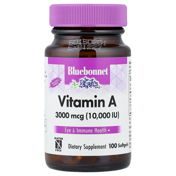 Bluebonnet Nutrition Vitamin A, 3,000 mcg (10,000 IU), 100 Softgels