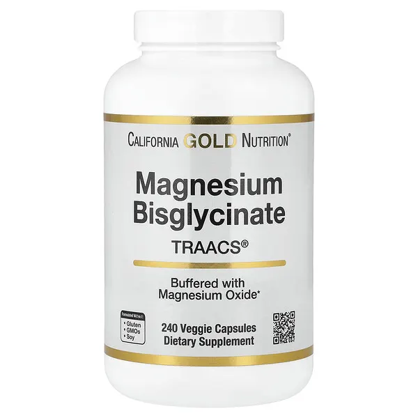 California Gold Nutrition Magnesium Bisglycinate Chelate, Albion TRAACS®, 240 Veggie Capsules (100 mg per Capsule)
