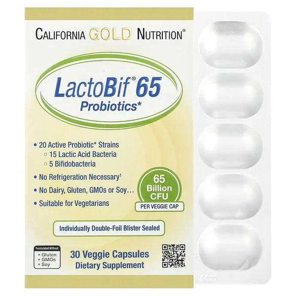California Gold Nutrition LactoBif® 65 Probiotics, 30 Veggie Capsules