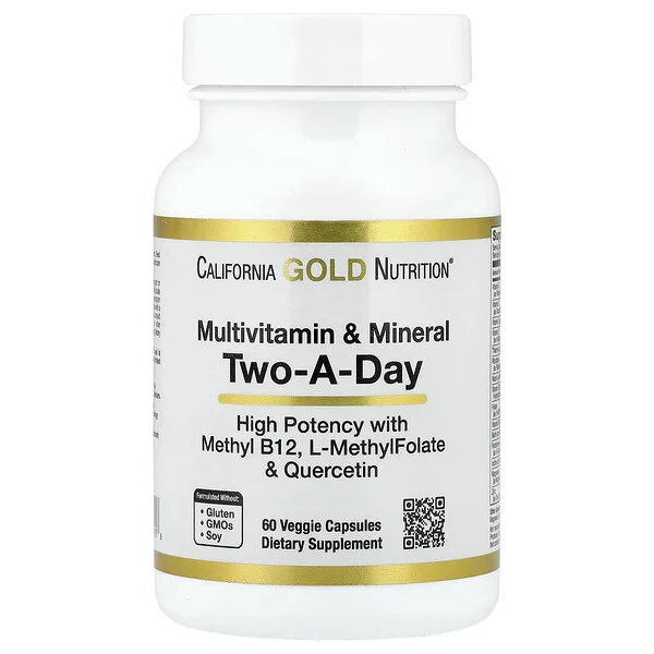 California Gold Nutrition Multivitamin & Mineral, Two-A-Day, 60 Veggie Capsules