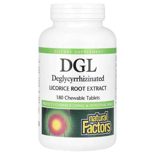 Natural Factors DGL, Deglycyrrhizinated Licorice Root Extract, 180 Chewable Tablets