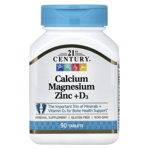 21st Century Calcium Magnesium Zinc + D3, 90 Tablets