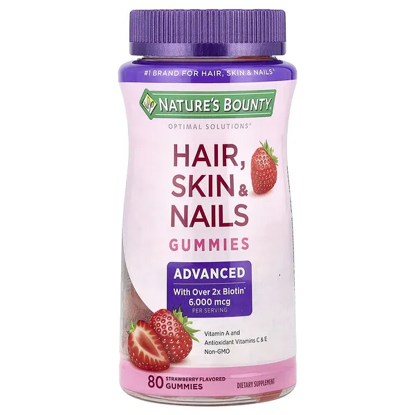 Nature's Bounty Advanced Hair, Skin, & Nails Gummies, Strawberry, 80 Gummies