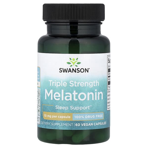 Swanson Vitamins Melatonin, Triple Strength, 10 mg, 60 Vegan Capsules