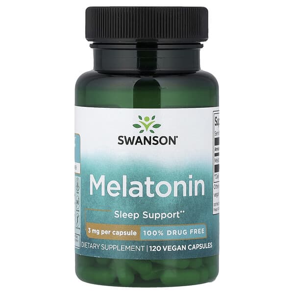 Swanson Vitamins Melatonin, 3 mg, 120 Vegan Capsules