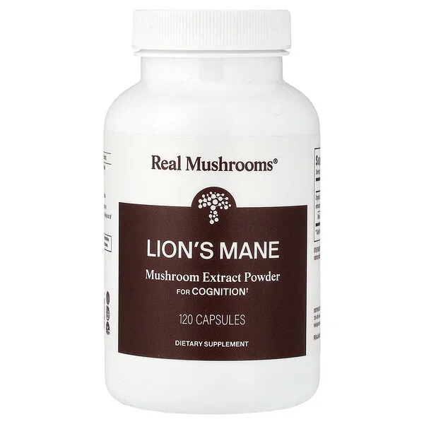 Real Mushrooms Lion's Mane, Mushroom Extract Powder, 120 Capsules