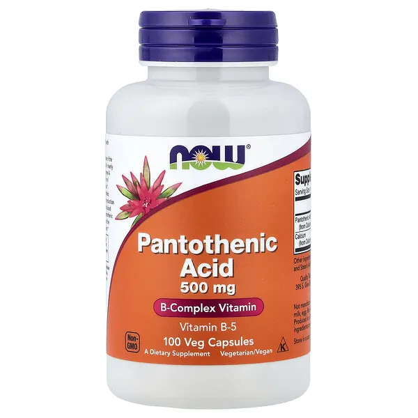 NOW Foods Pantothenic Acid, 500 mg, 100 Veg Capsules