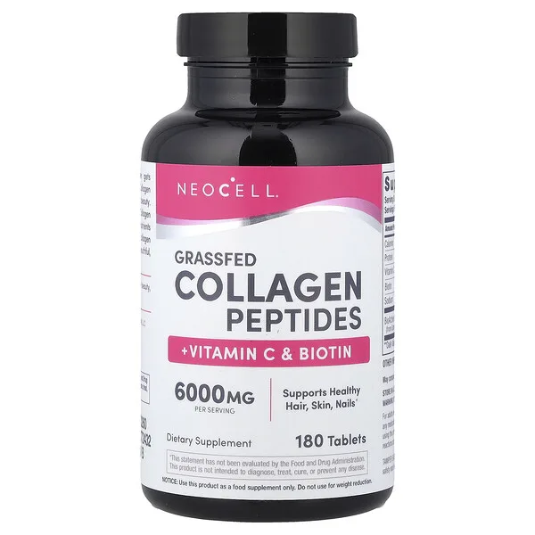 NeoCell Grassfed Collagen Peptides + Vitamin C & Biotin, 180 Tablets