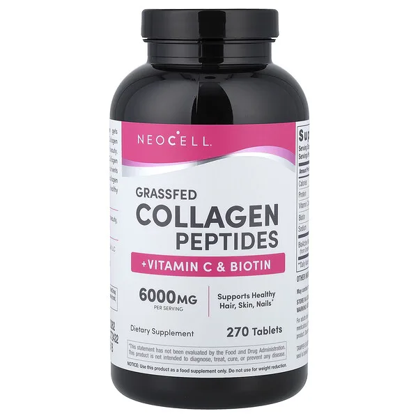 NeoCell Grassfed Collagen Peptides + Vitamin C & Biotin, 270 Tablets