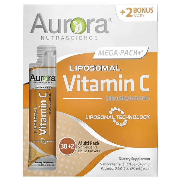 Aurora Nutrascience Mega-Pack+®, Liposomal Vitamin C, 32 Packs, 0.68 fl oz (20 ml) Each