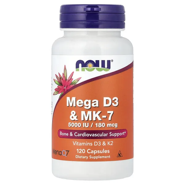 NOW Foods Mega D3 & MK-7, 120 Capsules