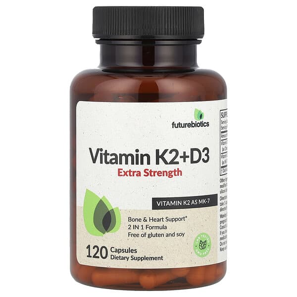 Futurebiotics Vitamin K2 + D3, Extra Strength, 120 Capsules