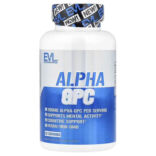 EVLution Nutrition Alpha GPC, 60 Veggie Capsules (300 mg per Capsule)