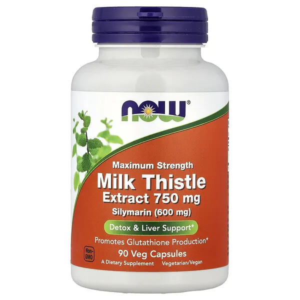NOW Foods Milk Thistle Extract, 750 mg, 90 Veg Capsules