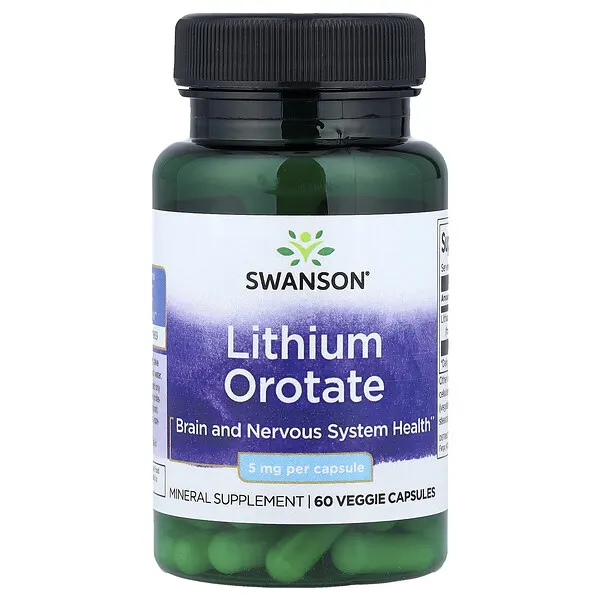 Swanson Vitamins Lithium Orotate, 5 mg, 60 Veggie Capsules