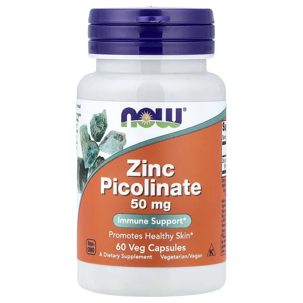 NOW Foods Zinc Picolinate, 50 mg, 60 Veg Capsules