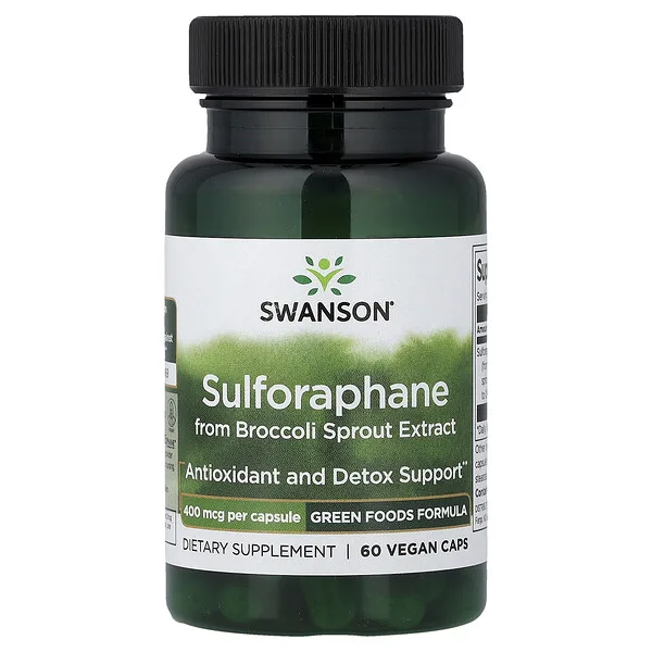 Swanson Vitamins Sulforaphane from Broccoli Sprout Extract, 400 mcg, 60 Vegan Caps