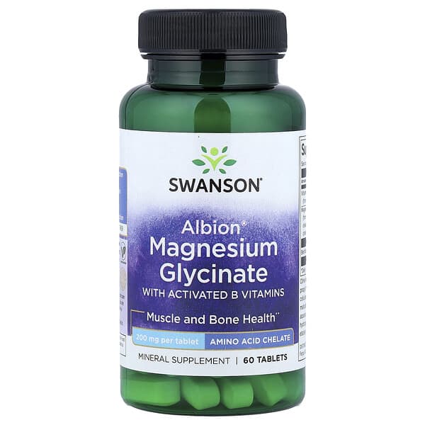 Swanson Vitamins Albion® Magnesium Glycinate With Activated B Vitamins, 60 Tablets