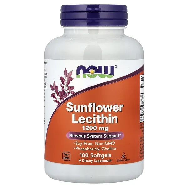 NOW Foods Sunflower Lecithin, 1,200 mg, 100 Softgels