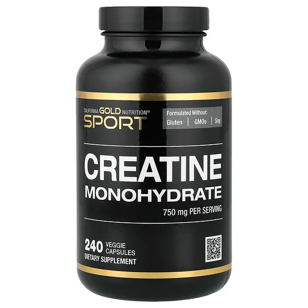 California Gold Nutrition Sport, Pure Creatine Monohydrate, 750 mg, 240 Veggie Capsules
