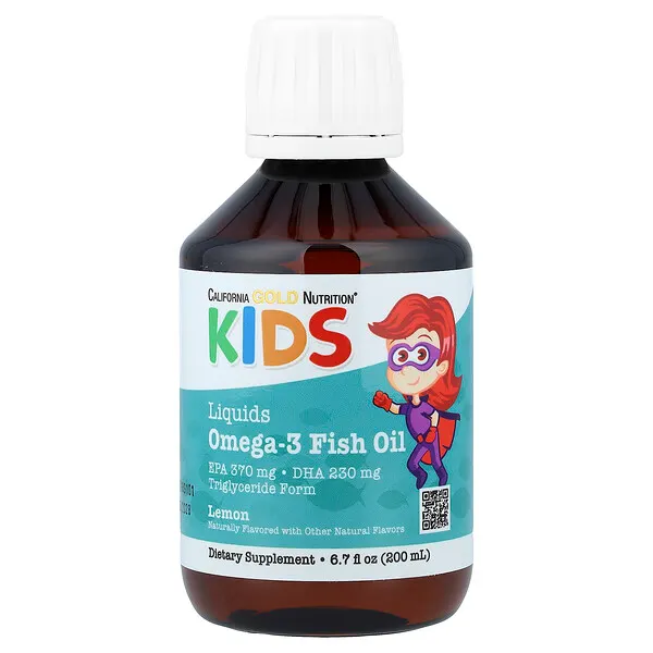California Gold Nutrition Norwegian Kids Omega-3 Fish Oil, Natural Lemon, 6.7 fl oz. (200 ml)