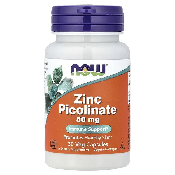 NOW Foods Zinc Picolinate, 50 mg, 30 Veg Capsules