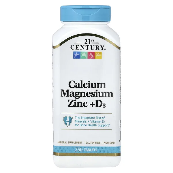 21st Century Calcium Magnesium Zinc + D3, 250 Tablets