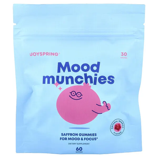 JoySpring Mood Munchies Gummies, Natural Berries, 60 Gummies