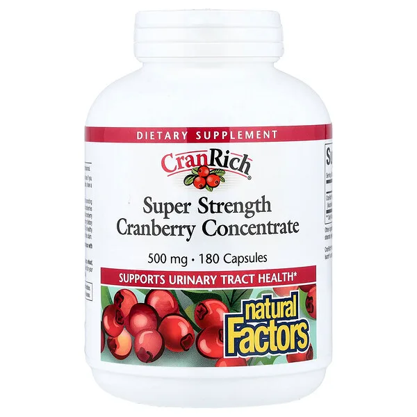 Natural Factors CranRich®, Cranberry Concentrate, 500 mg, 180 Capsules