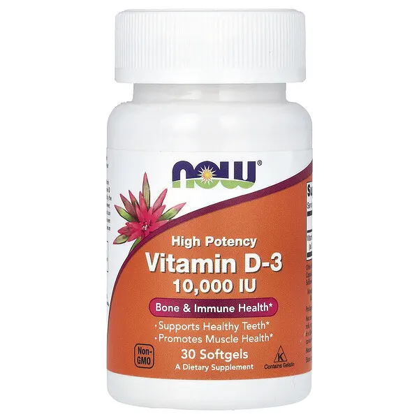 NOW Foods Vitamin D-3, High Potency, 250 mcg (10,000 IU), 30 Softgels