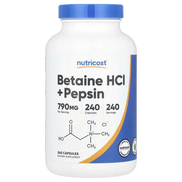 Nutricost Betaine HCl + Pepsin, 240 Capsules
