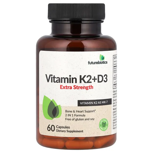 Futurebiotics Vitamin K2 + D3, Extra Strength, 60 Capsules