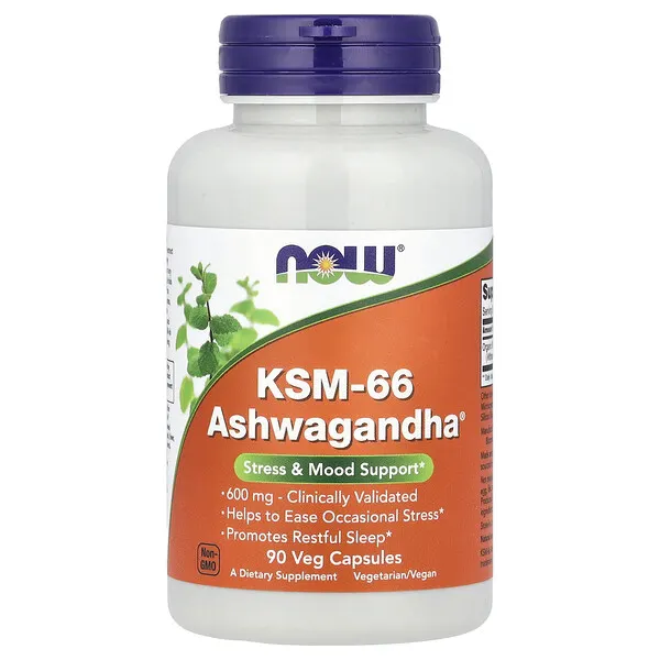 NOW Foods KSM-66 Ashwagandha®, 600 mg, 90 Veg Capsules