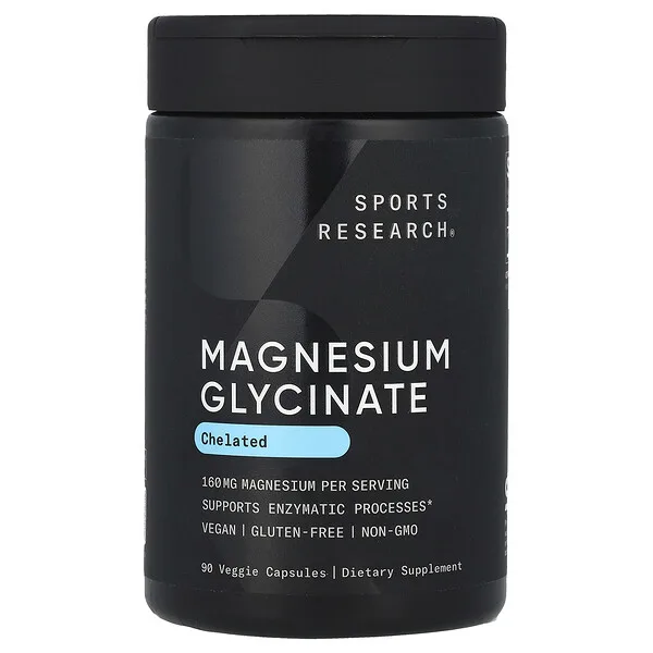 Sports Research Magnesium Glycinate, 90 Veggie Capsules (80 mg per Capsule)