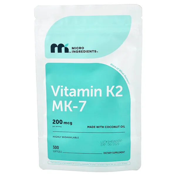 Micro Ingredients Vitamin K2, MK-7, 200 mcg, 300 Softgels