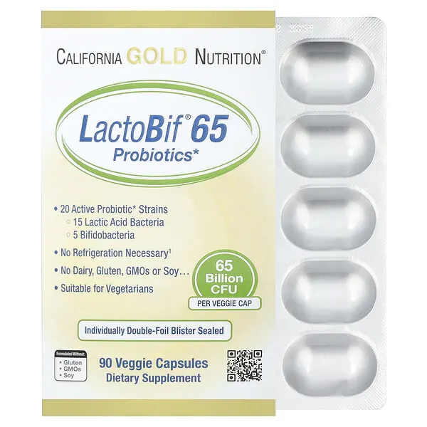 California Gold Nutrition LactoBif® 65 Probiotics, 65 Billion CFU, 90 Veggie Capsules