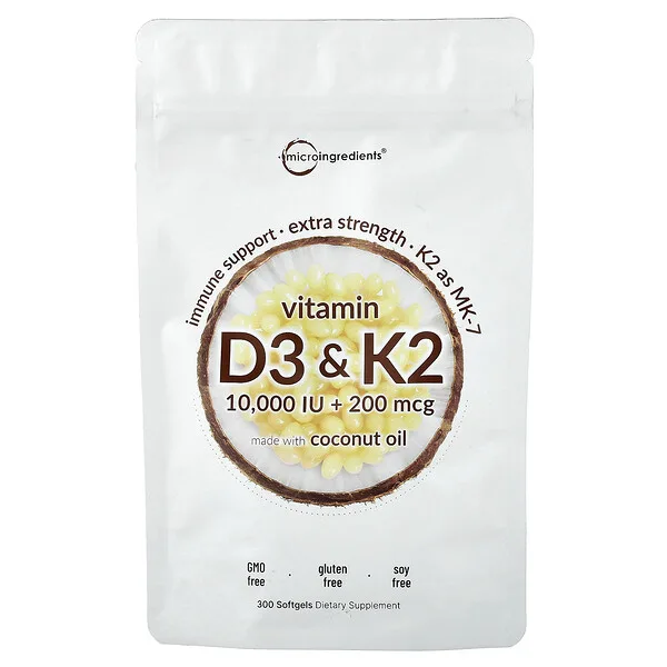 Micro Ingredients Vitamin D3 & K2, 300 Softgels