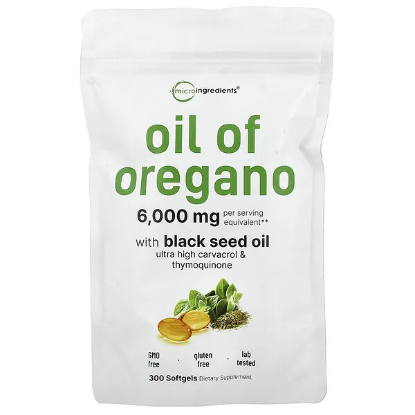 Micro Ingredients Oil of Oregano with Black Seed Oil, 300 Softgels