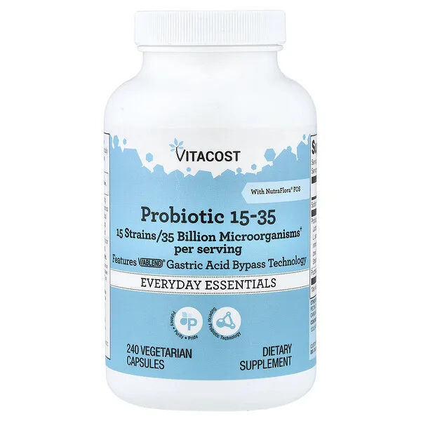 Vitacost Everyday Essentials, Probiotic 15-35 With NutraFlora® FOS, 240 Vegetarian Capsules