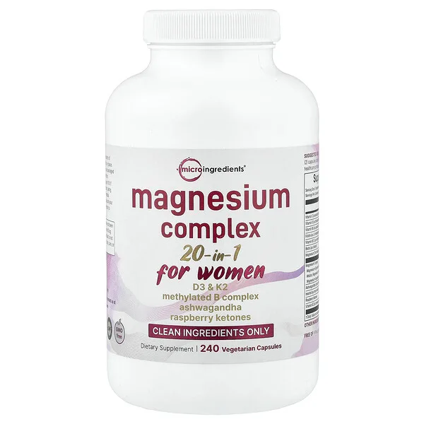 Micro Ingredients Magnesium Complex 20-in-1, For Women, 240 Vegetarian Capsules