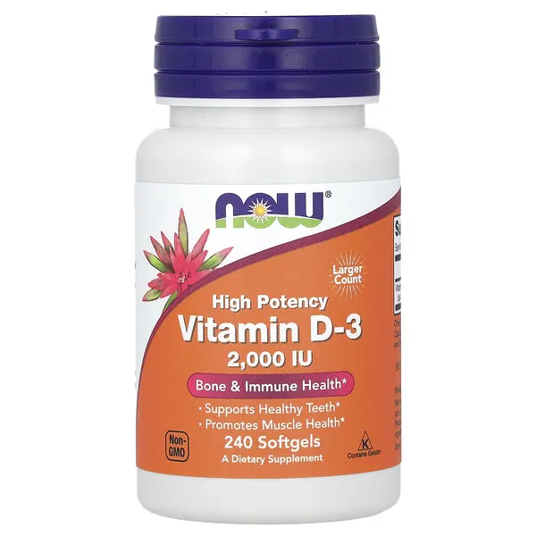 NOW Foods Vitamin D-3, High Potency, 2,000 IU, 240 Softgels