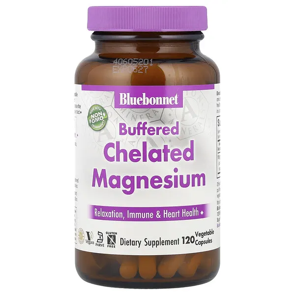 Bluebonnet Nutrition Buffered Chelated Magnesium, 120 Vegetable Capsules (200 mg per Capsule)