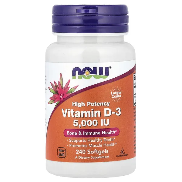 NOW Foods Vitamin D-3, High Potency, 5,000 IU, 240 Softgels