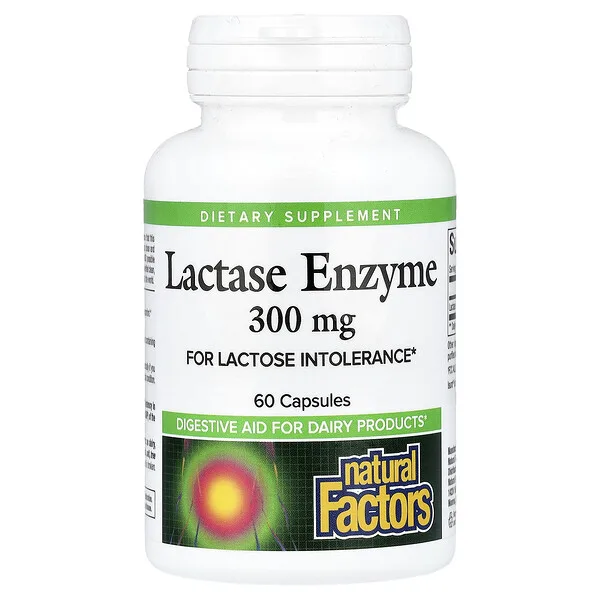 Natural Factors Lactase Enzyme, 300 mg, 60 Capsules