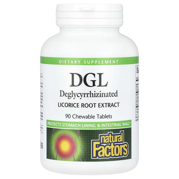 Natural Factors DGL, Deglycyrrhizinated Licorice Root Extract, 90 Chewable Tablets