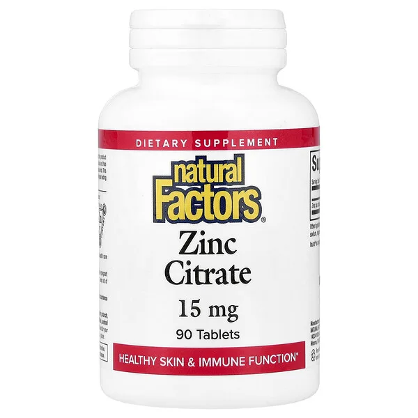 Natural Factors Zinc Citrate, 15 mg, 90 Tablets