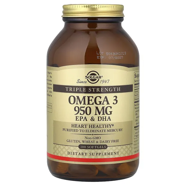 Solgar Omega 3, EPA & DHA, Triple Strength, 950 mg, 100 Softgels