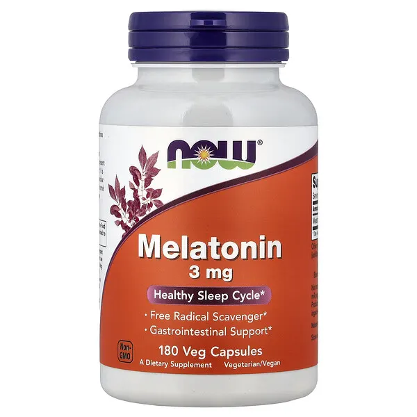 NOW Foods Melatonin, 3 mg, 180 Veg Capsules
